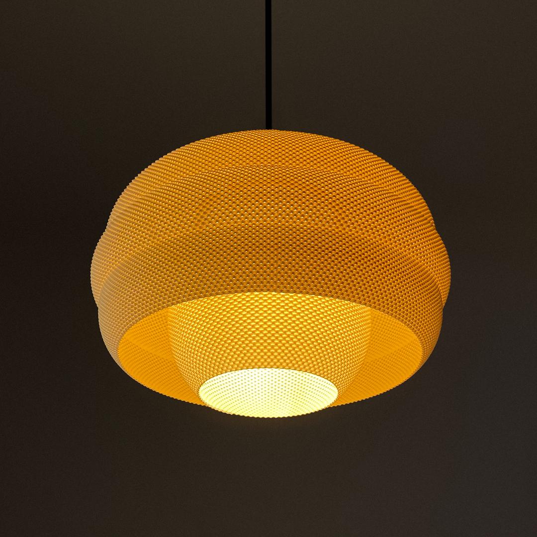 Orange pendant lamp on a black background